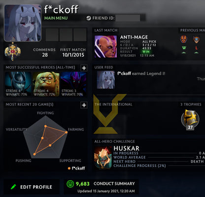 Legend I | MMR : 3090 - Behavior : 9683