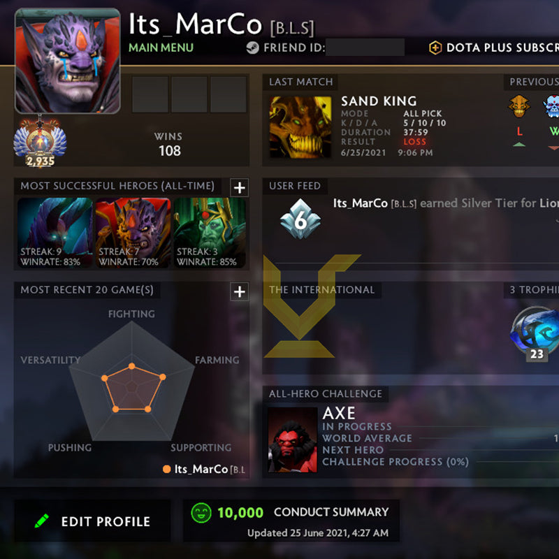 Immortel [ 2935 ] | MMR : 6520 - Comportement : 10000