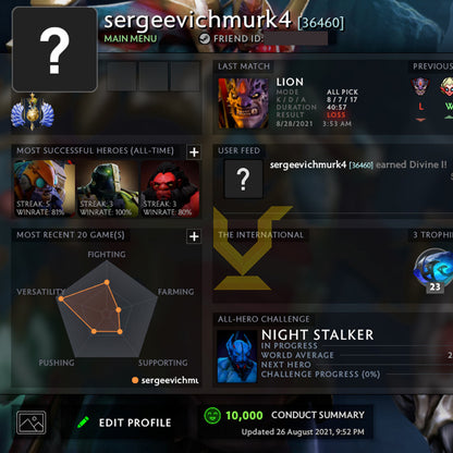 Divine I |  MMR: 4710 - Behavior: 10000