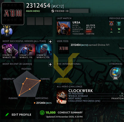 Divine IV | MMR : 5260 - Behavior : 10000