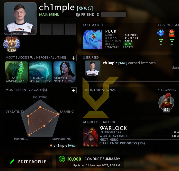 Immortel [ 2134 ] | MMR : 6120 - Comportement : 10000