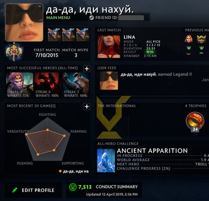 Légende I | MMR : 3140 - Comportement : 7513