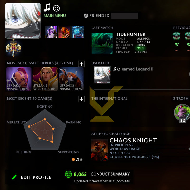 Legend I | MMR: 3190 - Behavior: 8065