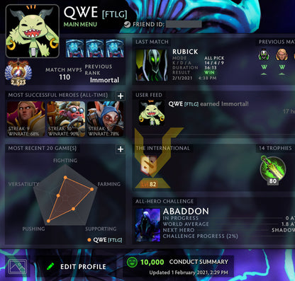 Immortel [ 2523 ] | MMR : 6010 - Comportement : 10000