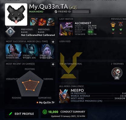 Not Calibrated | MMR : TBD - Behavior : 10000