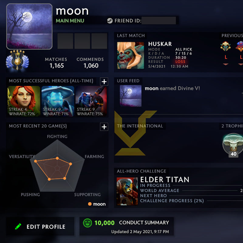 Divine V | MMR: 5280 - Behavior: 10000