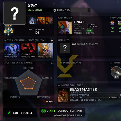 Archon V |  MMR: 3070 - Behavior: 7683