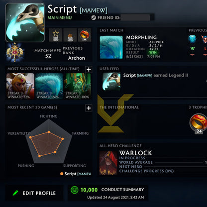 Légende I | MMR : 3090 - Comportement : 10000