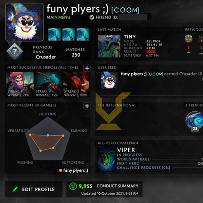 Not Calibrated |  MMR: TBD - Behavior: 9995