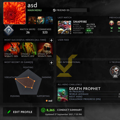 Not Calibrated | MMR: TBD - Behavior: 8265