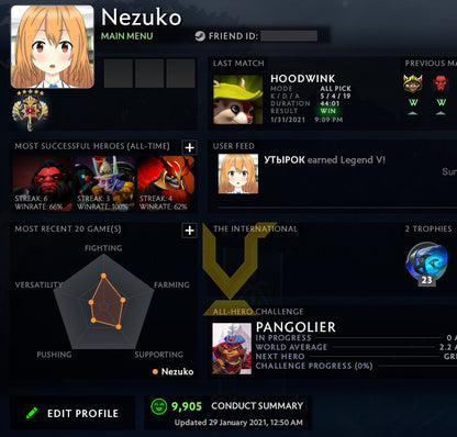 Légende V | MMR : 3800 - Comportement : 9905