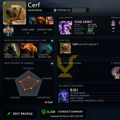 Legend I | MMR: 3110 - Behavior: 8320