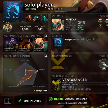 Legend II | MMR: 3240 - Behavior: 10000