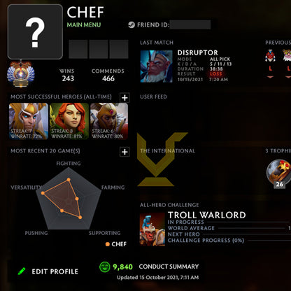 Immortal |  MMR: 5490  - Behavior: 9840