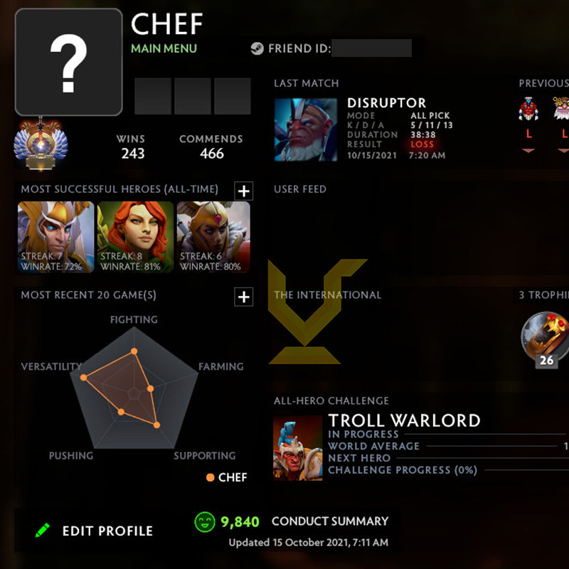 Immortel | MMR : 5490 - Comportement : 9840