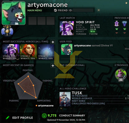 Divin V | MMR : 5620 - Comportement : 9775