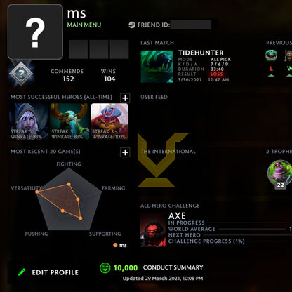 Not Calibrated |  MMR: TBD - Behavior: 10000