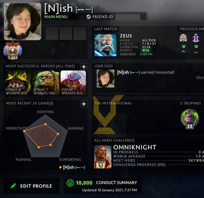 Immortel [ 1483 ] | MMR : 6400 - Comportement : 10000