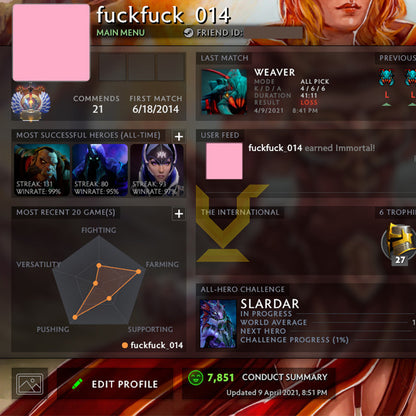 Immortel | MMR : 5830 - Comportement : 7851