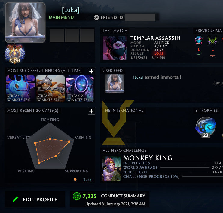 Immortel [ 3791 ] | MMR : 5700 - Comportement : 7225