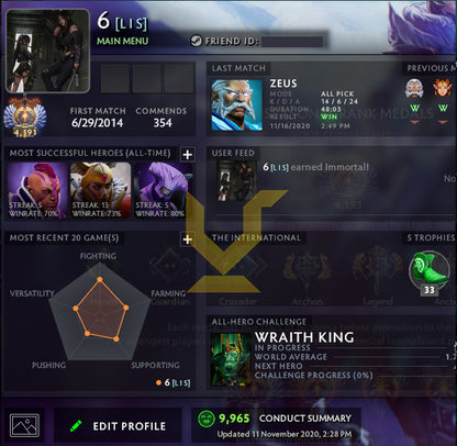 Immortel | MMR : 5830 - Comportement : 9965