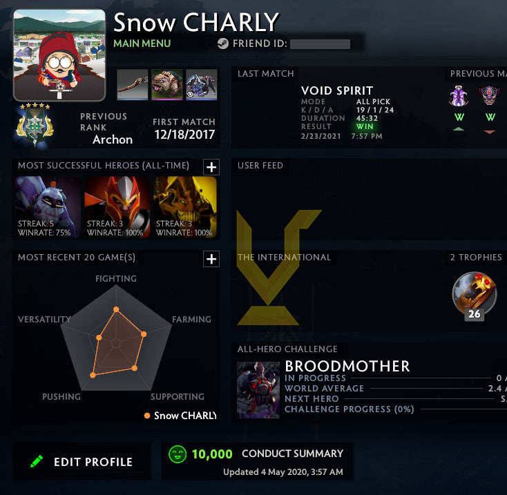 Archon V	 | MMR : 3000 - Behavior : 10000