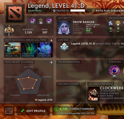 Légende I | MMR : 3200 - Comportement : 9739 