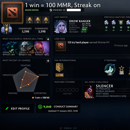 Divine V | MMR: 5450 - Behavior: 9840