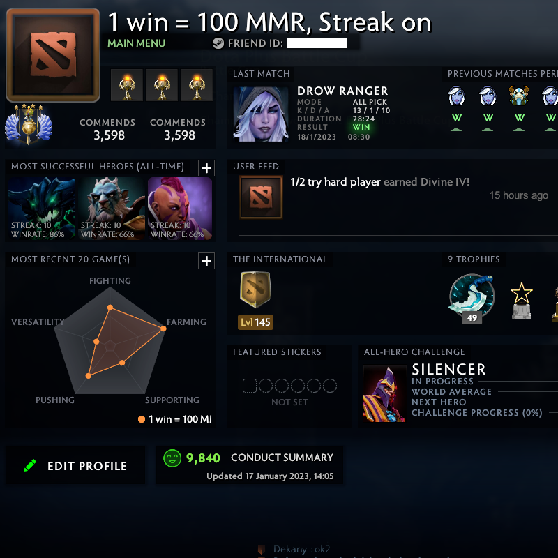 Divine V | MMR: 5450 - Behavior: 9840