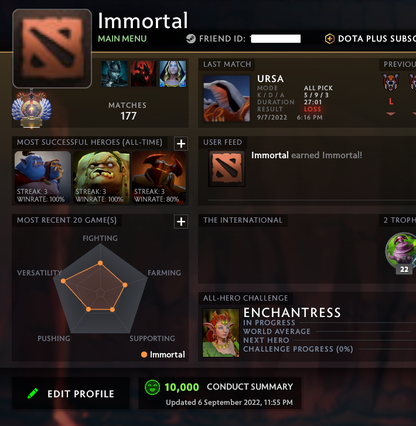 Immortal | MMR: 5690 - Behavior: 10000