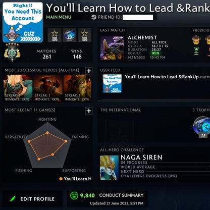 Archon V | MMR: 2970 - Behavior: 9840