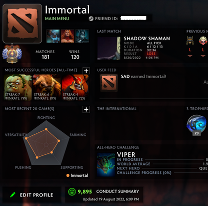 Immortal | MMR: 5920 - Behavior: 9895