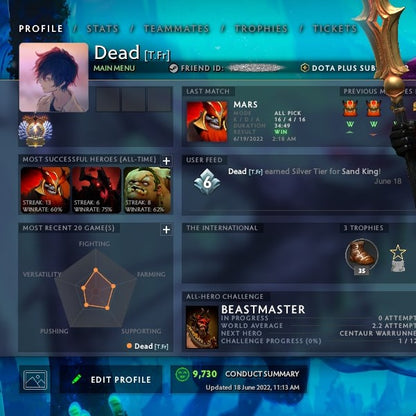 Immortal | MMR: 5570 - Behavior: 9730