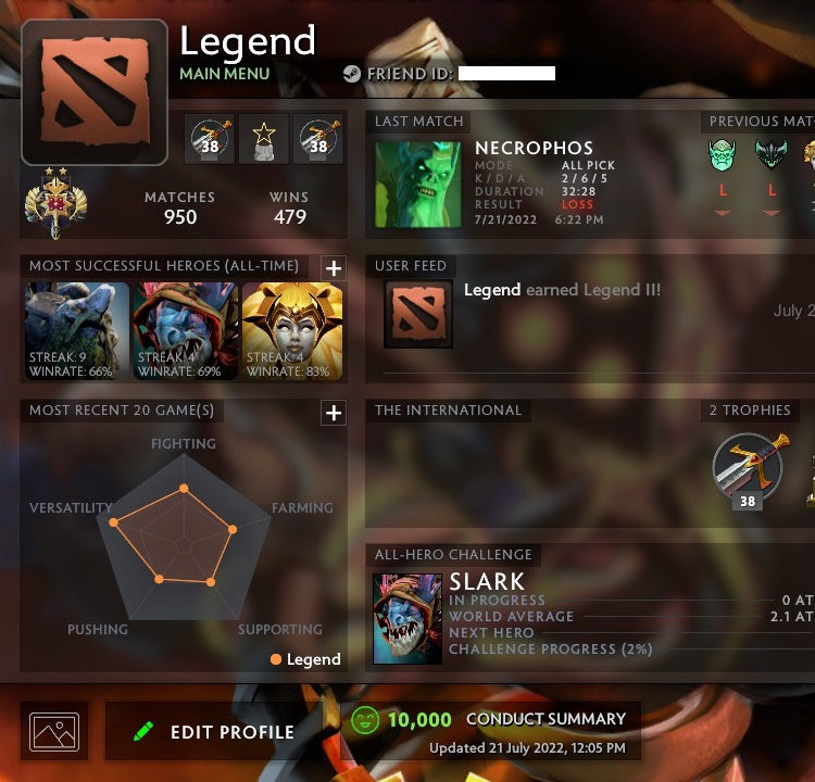 Legend II | MMR: 3170 - Behavior: 10000