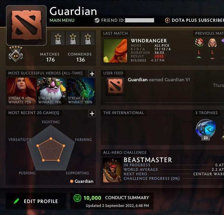 Gardien V | MMR : 1400 - Comportement : 10000 