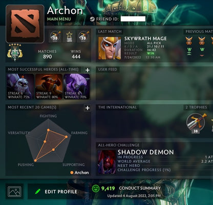 Archon V | MMR: 3070 - Behavior: 9419