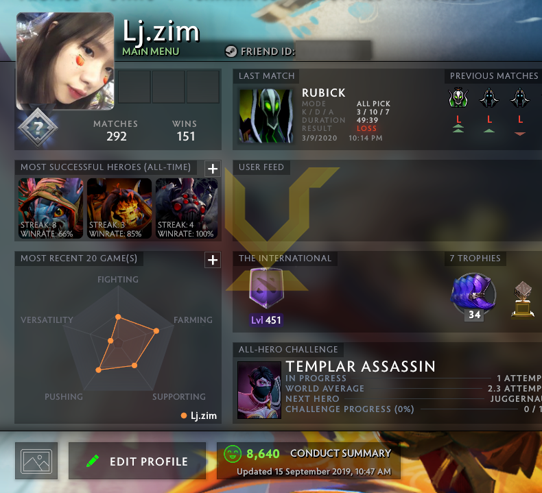 Uncalibrated | MMR: TBD - Behavior: 8640
