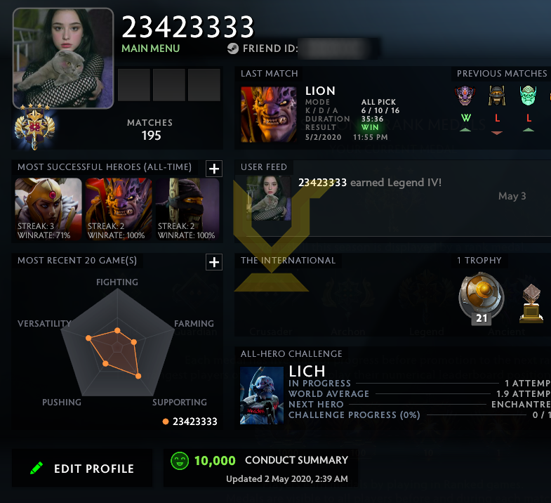 Legend IV | MMR: 3550 - Behavior: 10000