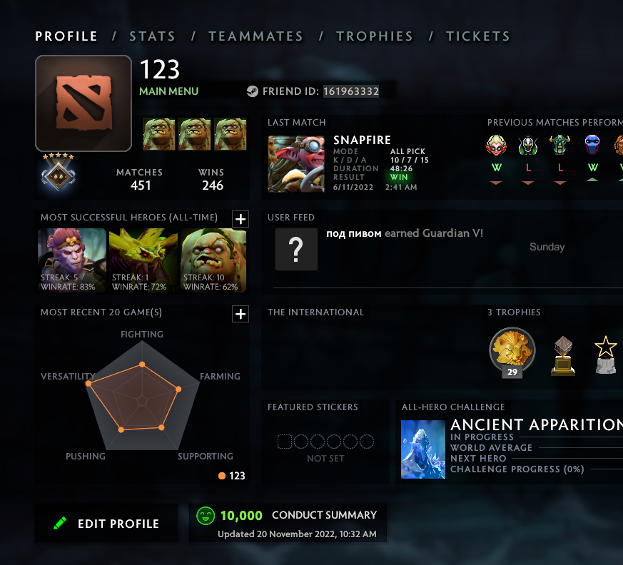 Gardien V | MMR : 1450 - Comportement : 10000 