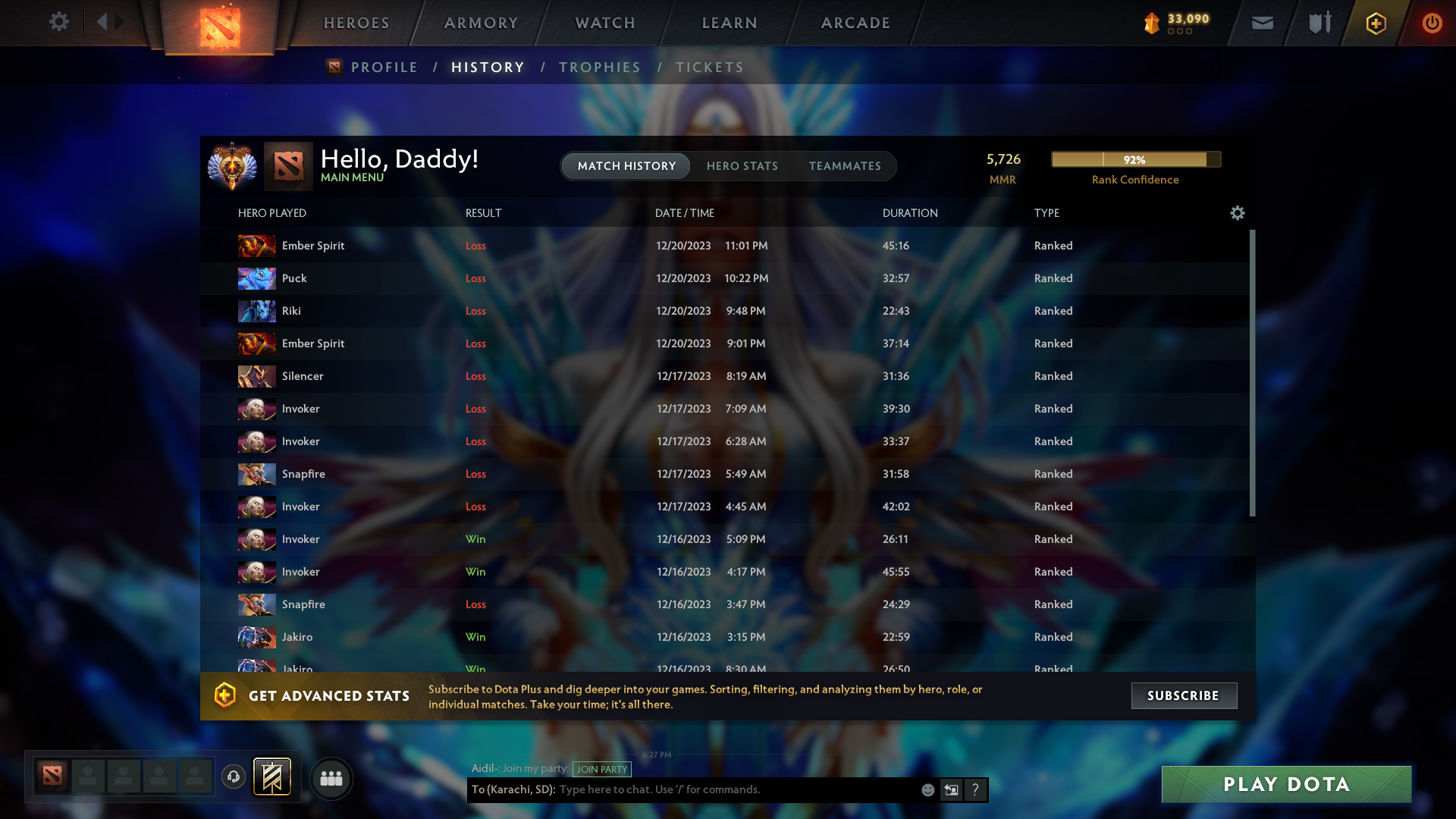 Immortal | MMR: 5726 - Behavior: 8090 - Communication: 8090