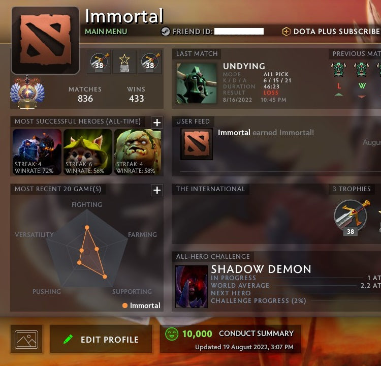 Immortal | MMR: 6000 - Behavior: 10000