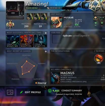 Légende II | MMR:3250- Comportement : 9665