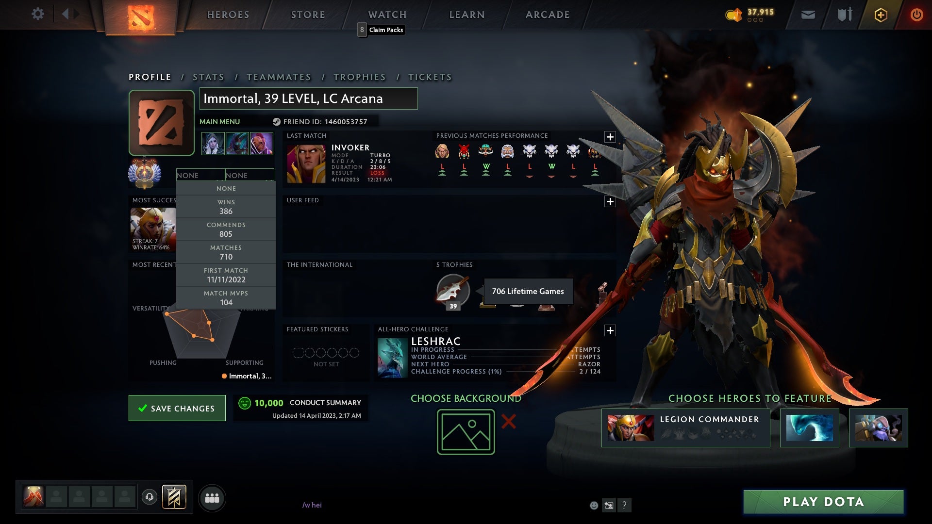 Immortal | MMR: 5770 - Behavior: 10000