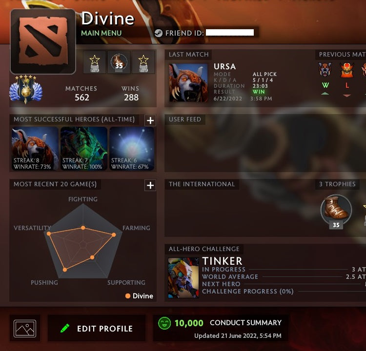 Divine V | MMR: 5320 - Behavior: 10000