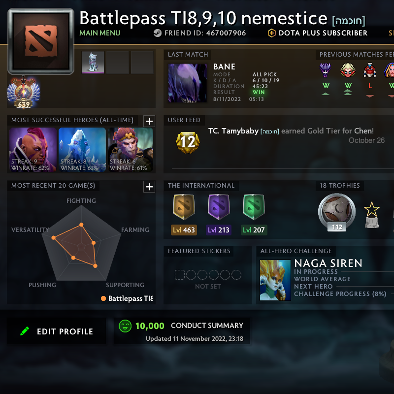 Immortal [ 639 ] | MMR: 7520 - Behavior: 10000