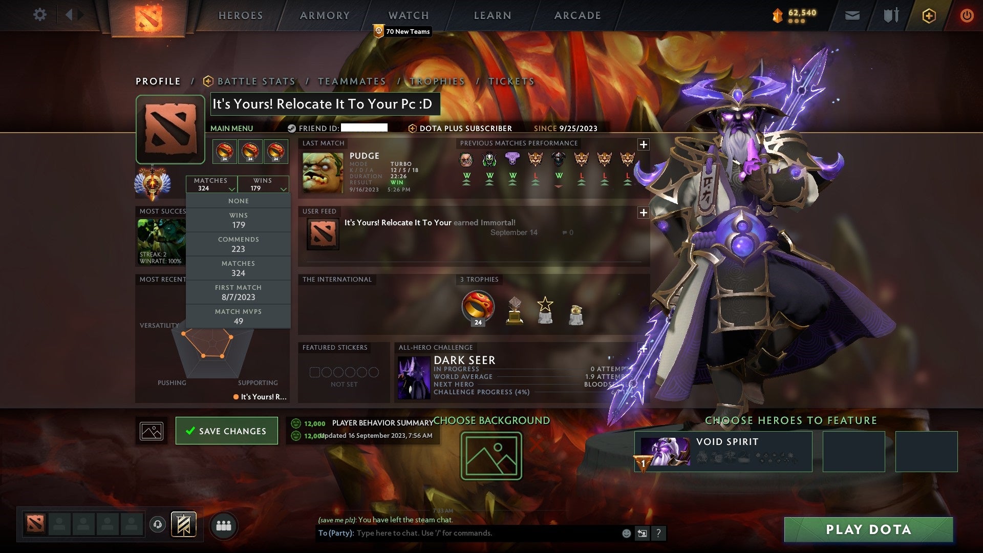 Immortal | MMR: 6665 - Behavior: 12000 - Communication: 12000