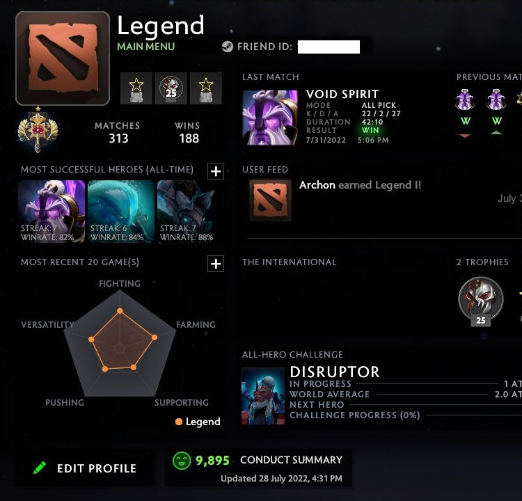 Légende I | MMR : 3200 - Comportement : 9895 