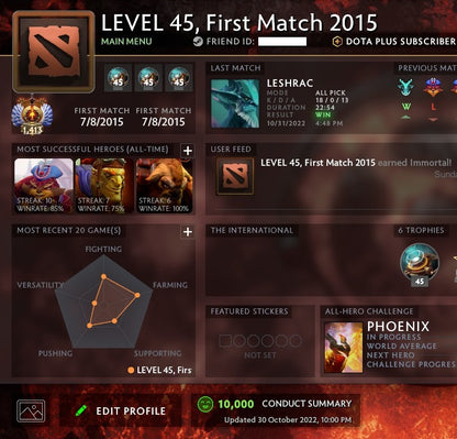 Immortal [Leaderboard] | MMR: 7430 - Behavior: 10000