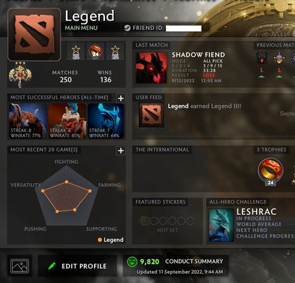 Légende III | MMR : 3270 - Comportement : 9820 