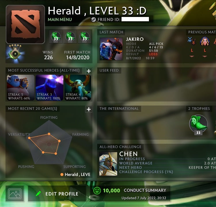 Herald V | MMR: 740 - Behavior: 10000 – VikingDOTA